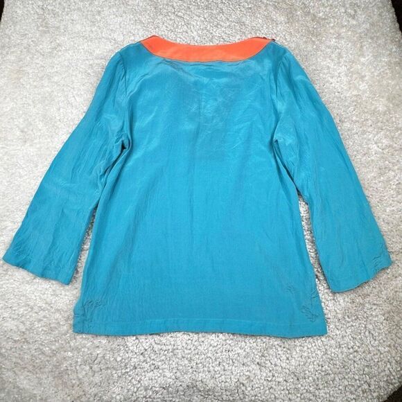 Trina Turk Silk Beaded Embellished Tunic Blue Orange - Picture 2 of 9